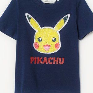 H&M Pokemon Pikachu Navy Blue Yellow 6 7 8 kids childrens boys top tshirt shirt